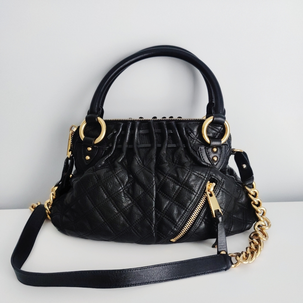 Marc Jacobs Quilted Italian Leather Cecilia Satchel with Chain Strap Black
